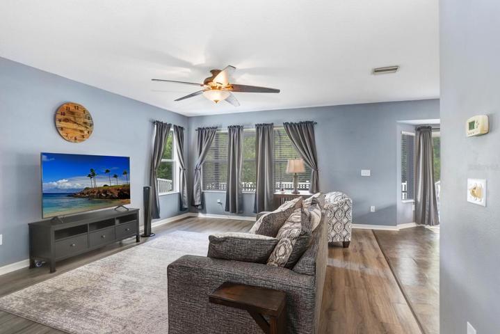 A few steps further takes you into the family room