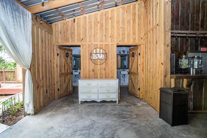 two bathrooms in the barn