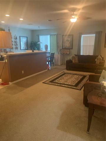 Family room looking into kitchen