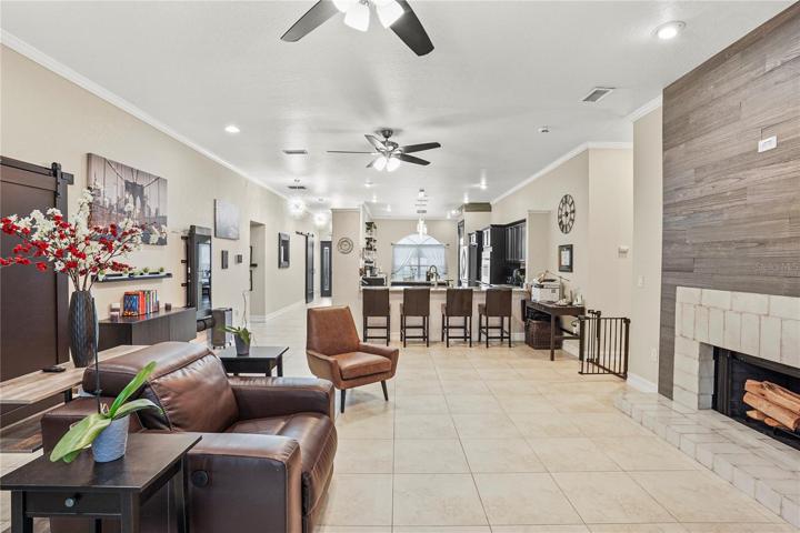 View from living room into the kitchen