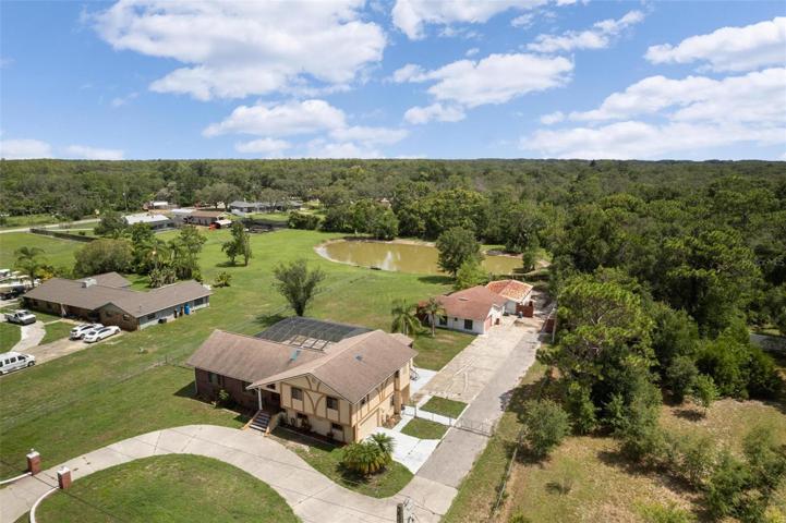 great Aerial view of homes pond