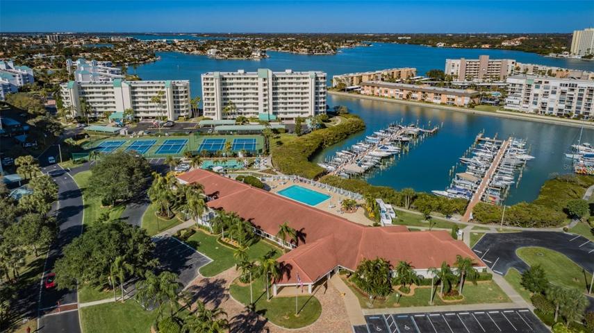 Club house and marina aerial
