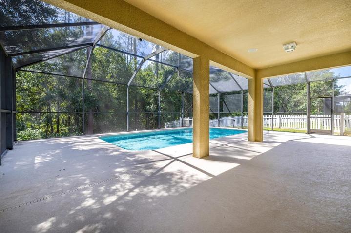 Pool, Lanai, Patio and Fenced Dog-Run with Conservation Wooded-View