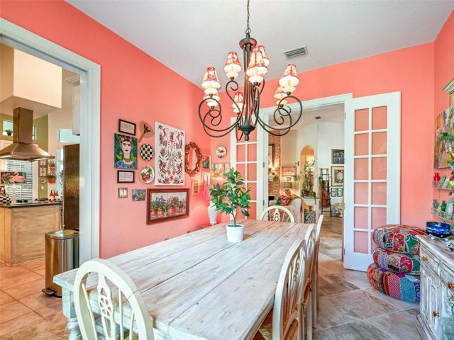 French doors lead to the dining room