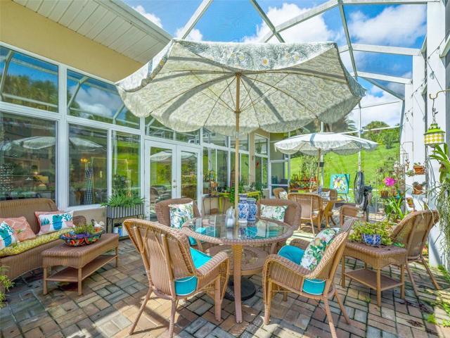 Lanai is large and has view to the garden and golf course