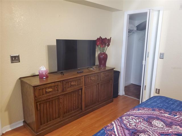 Bedroom dresser, TV and closet