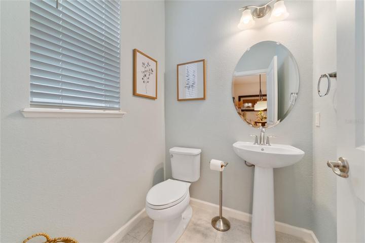 Convenient half bath.