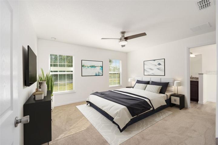 Virtually staged Primary Bedroom