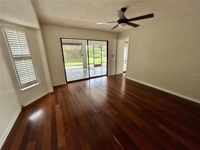 Master bedroom looking out to the lanai.