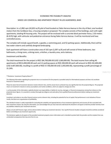 ECONOMIC PRE-FEASIBILITY ANALYSIS