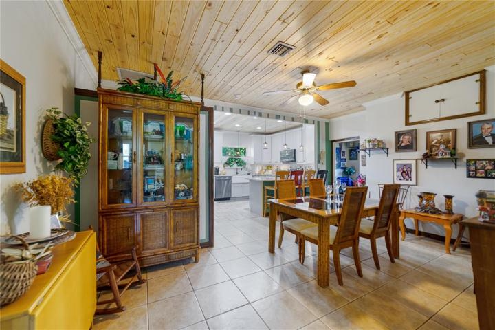 In addition to the kitchen, the living and dining areas also feature the beautiful TONGUE & GROOVE CEILINGS (2020), both are spacious and perfect for gathering with family and friends!