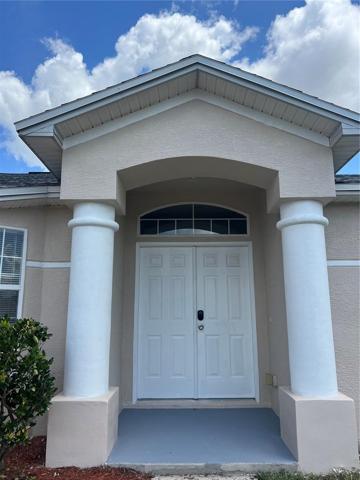 Covered entry with double doors
