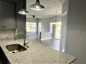 Island Kitchen open to living and dining spaces