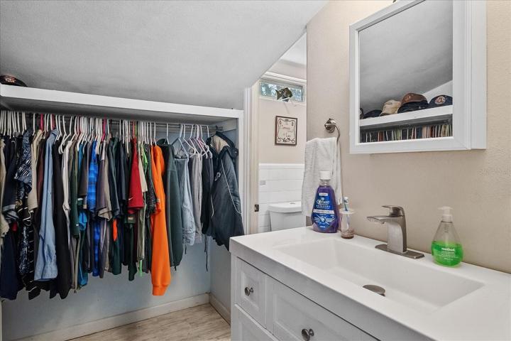 Beautifully updated vanity and lots of closet space for storage.