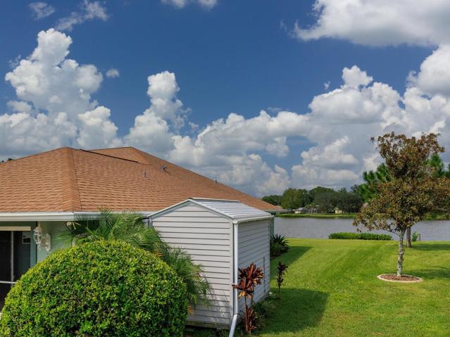 View of shed on side of home