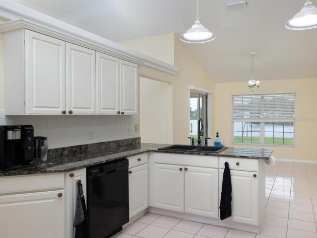 kitchen with view of lake