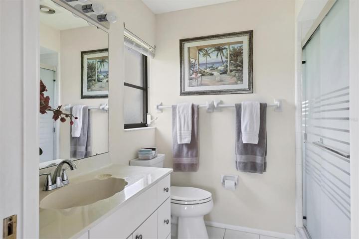 Master Bathroom with walk-on shower and linen closet