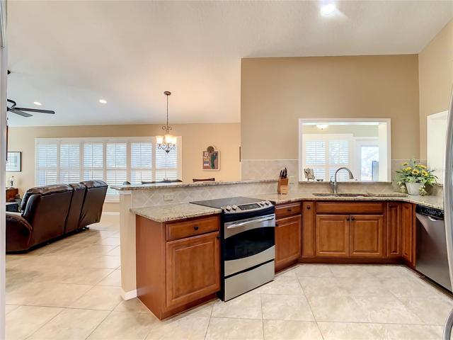 Kitchen opens to the family room.