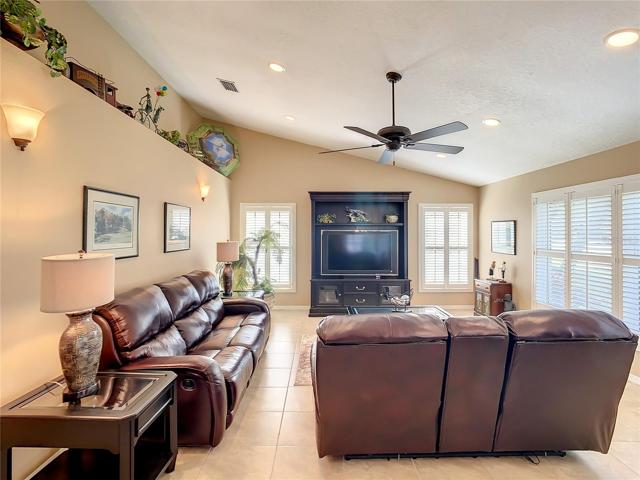 Looking from the kitchen to the family room.