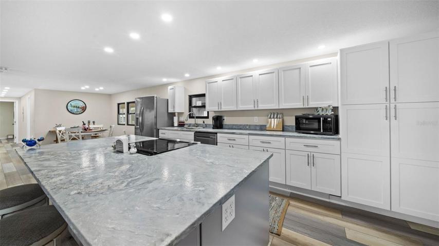 Granite countertops with soft close drawers in the kitchen