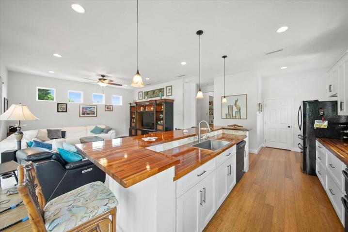 Custom sealed butcher block countertops in kitchen