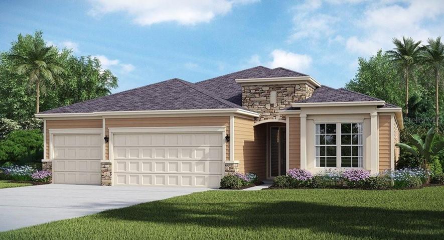 Artist rendering; illustration only; colors, features, and garage orientation may differ.