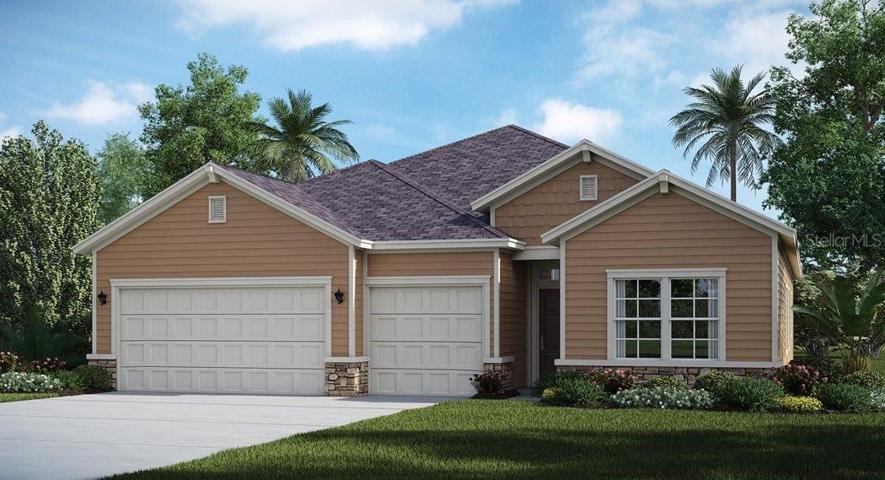 Artist rendering; illustration only; colors, features, and garage orientation will differ.