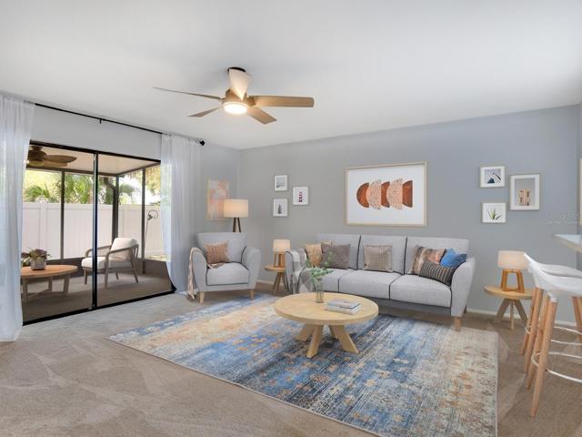 Virtually staged family room