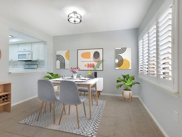 Virtually staged dining area