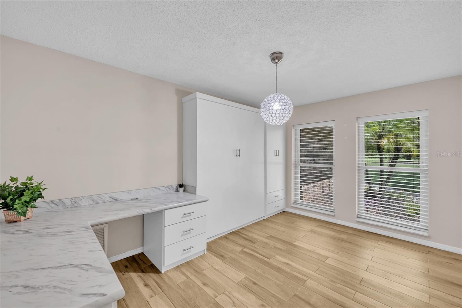 The 'bonus room' can act as a 5th bedroom (closet built into right side of Murphy Bed unit) or a second office or both!