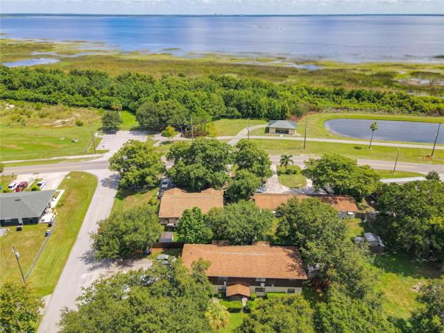 Bird's eye of building with Lakefront park