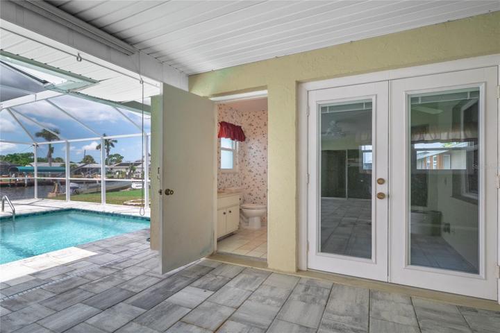Pool Bath & French Doors to 3rd Bedroom