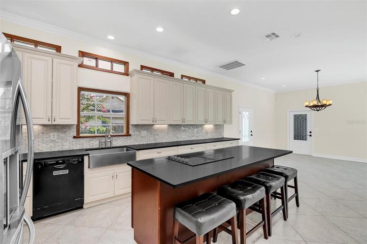 Huge Updated Kitchen with Cooking and Eating Island, Farmers Sink and Views!