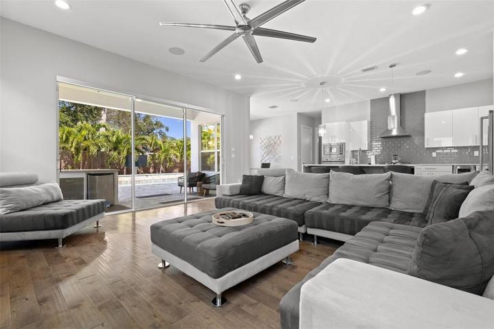 Family Room: All Remote Motorized Window and Door Shades