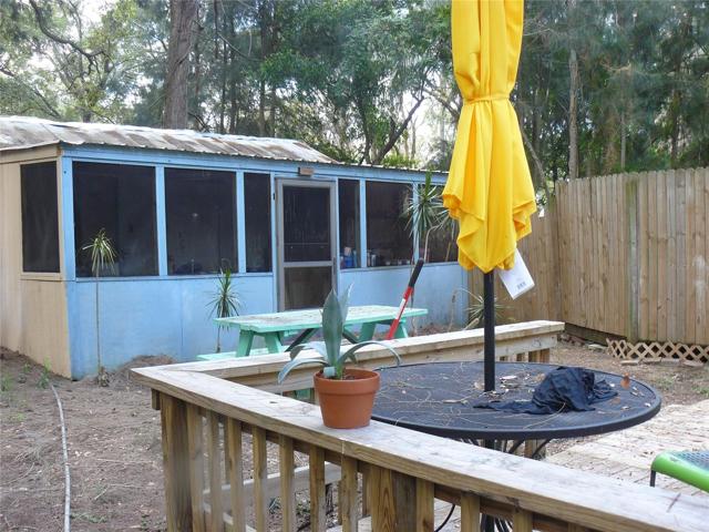 Rear storage shed