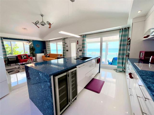 Wine cooler in kitchen island