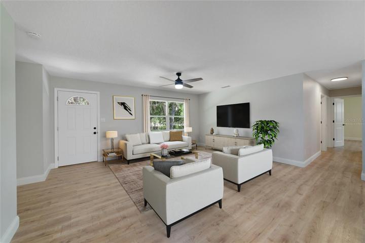 Everything has been updated with impeccable detail from the NEW ROOF, NEW KITCHEN &amp; BATHS, all NEW FLOORING, fresh paint inside and out, NEW WINDOWS, new stucco, a NEW WATER HEATER - even the landscaping got a refresh, making this beautiful home MOVE-IN READY for its new owner! Virtually Staged.