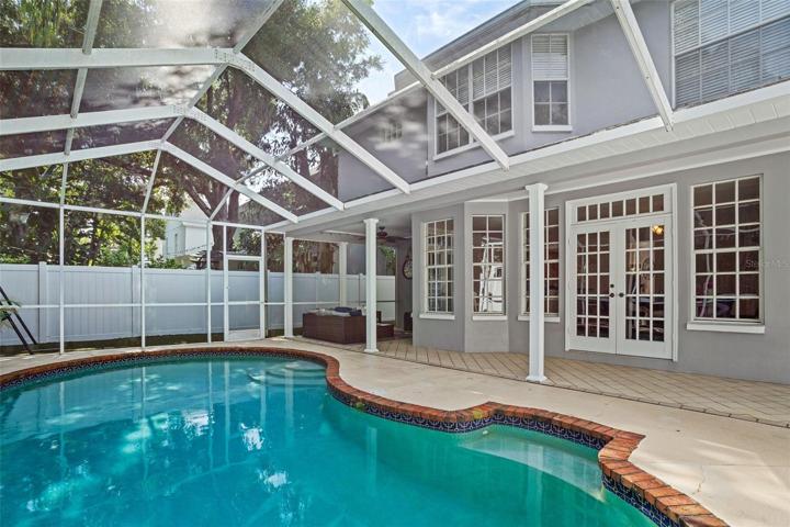 Refreshing saltwater pool and child safety gate.