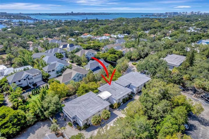 Aerial shot showing proximity to Siesta Key North Bridge