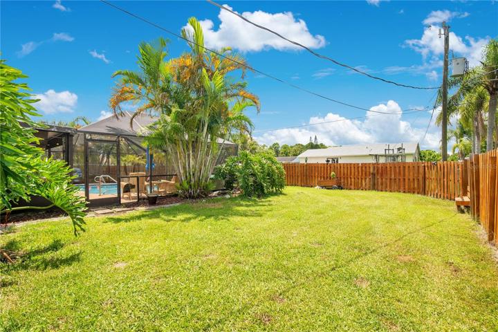 Backyard offers plenty of space to play.
