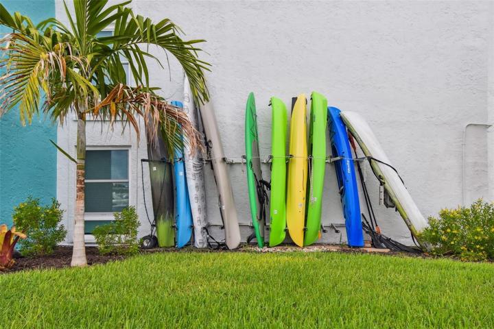 Store your kayak in the commuunity kayak rack for a small annual fee.