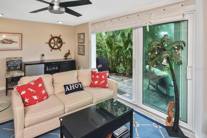 Den with slider to patio