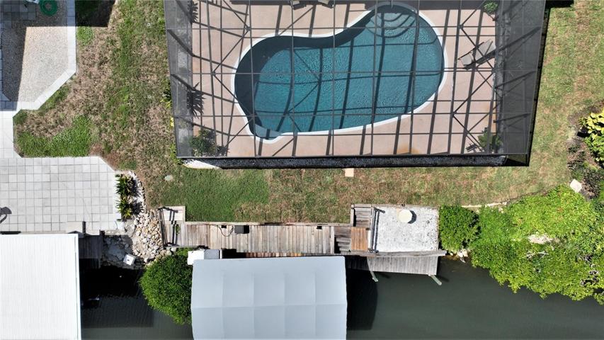 Aerial view of pool and dockage