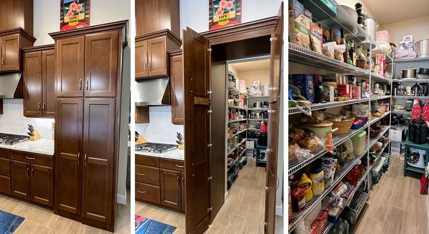 Unveil the enchanting secret of a hidden walk-in pantry, a space that transcends mere utility. This concealed gem is a testament to thoughtful design and functionality, seamlessly tucked away to present a clean and uncluttered aesthetic. Step inside to discover its expansive dimensions – a haven of organization and culinary creativity. The pantry's ingenious concealment adds an element of surprise, harmonizing seamlessly with the overall presentation of the home.