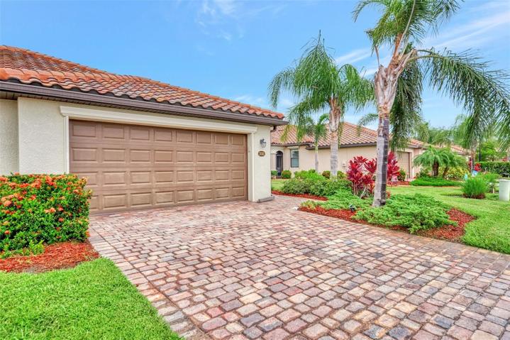 Recently cleaned paver driveway and walkway