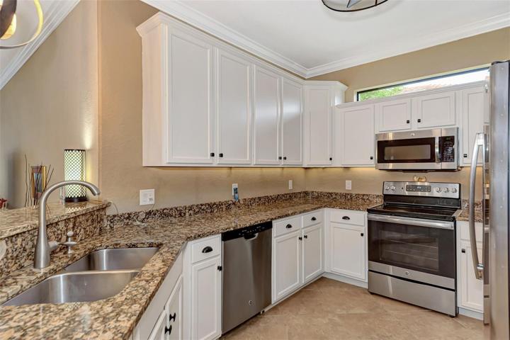 Under cabinet lighting enhances the kitchen.