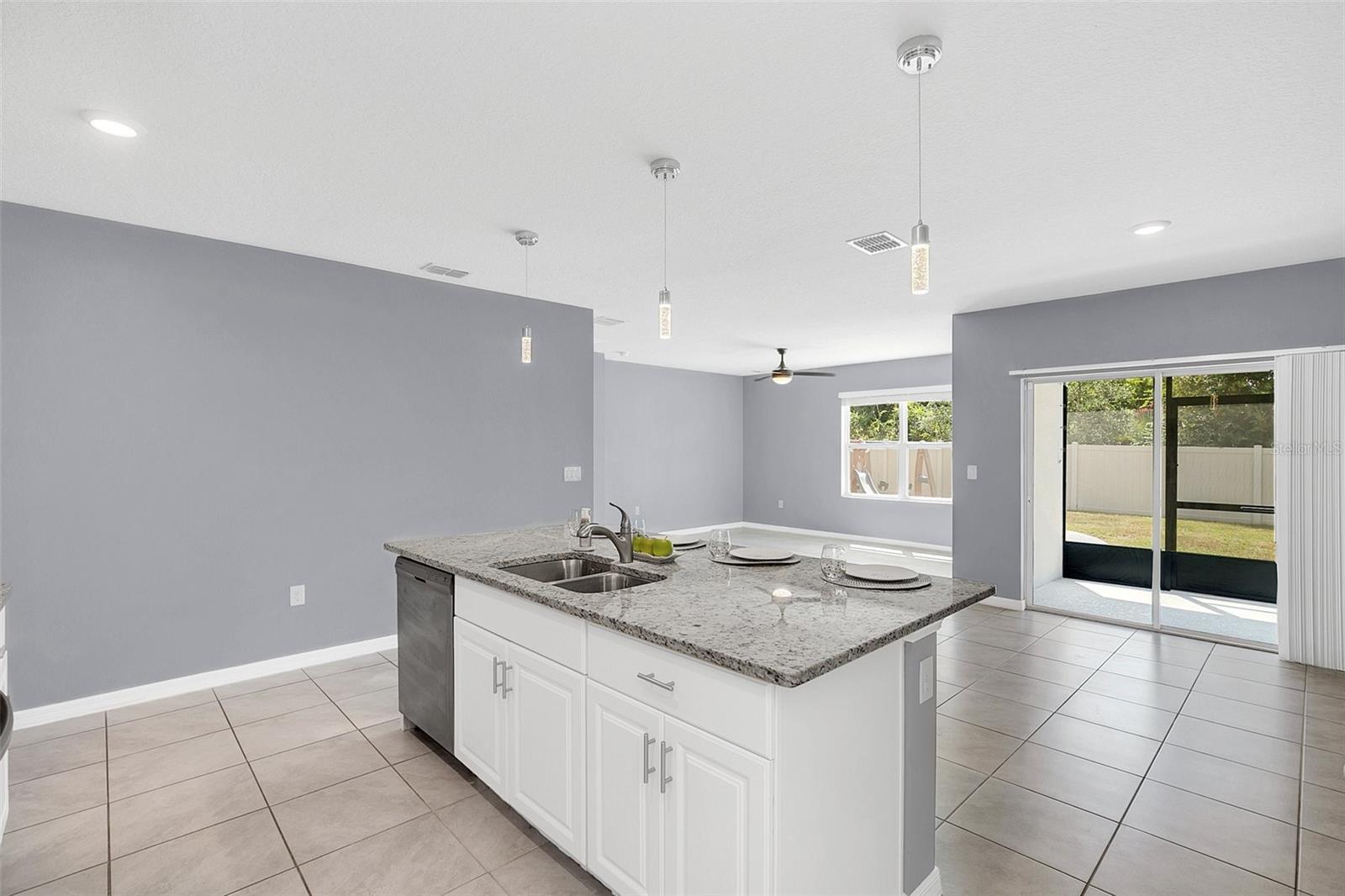 Kitchen - family room - dining room combo