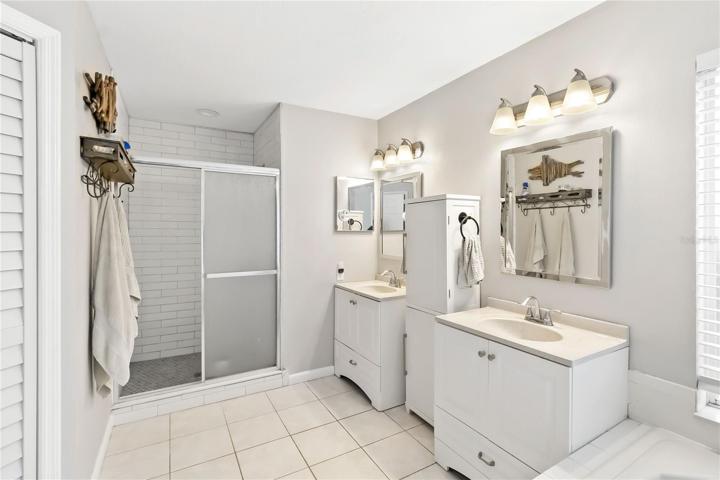Subway tile in walk-in shower