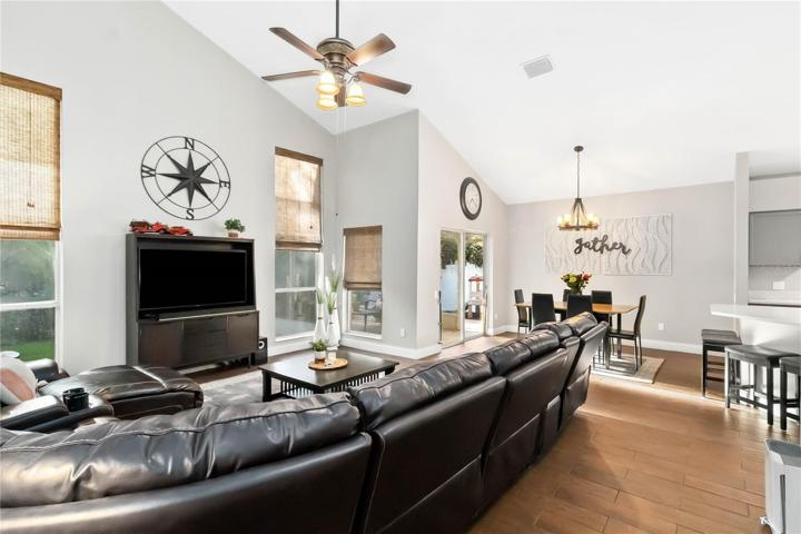 Open layout with vaulted ceilings