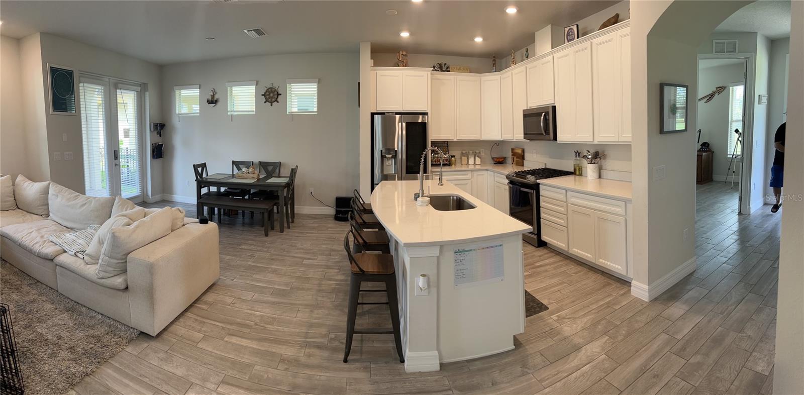 Great room- kitchen view